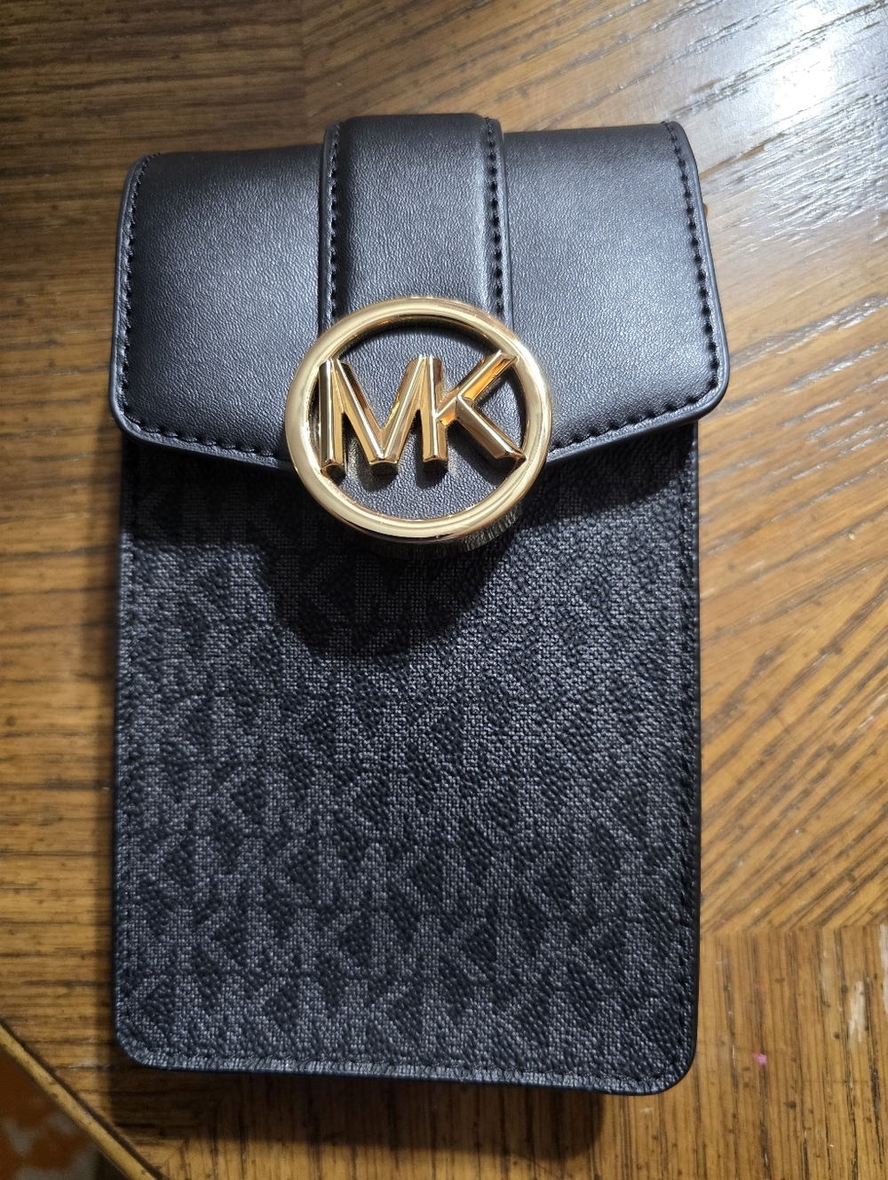 MK  Black and Gold MK Logo Phone Crossbody  CRAZY PRICE FOR A SHORT TIME